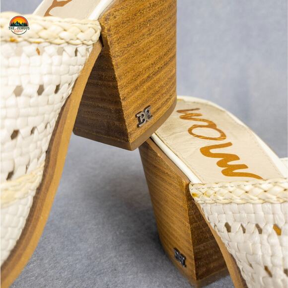 Sam Edelman Lillianna Mule Cuban Heels Ivory Leather Pointed Toe Women's Size 9 - Picture 11 of 13